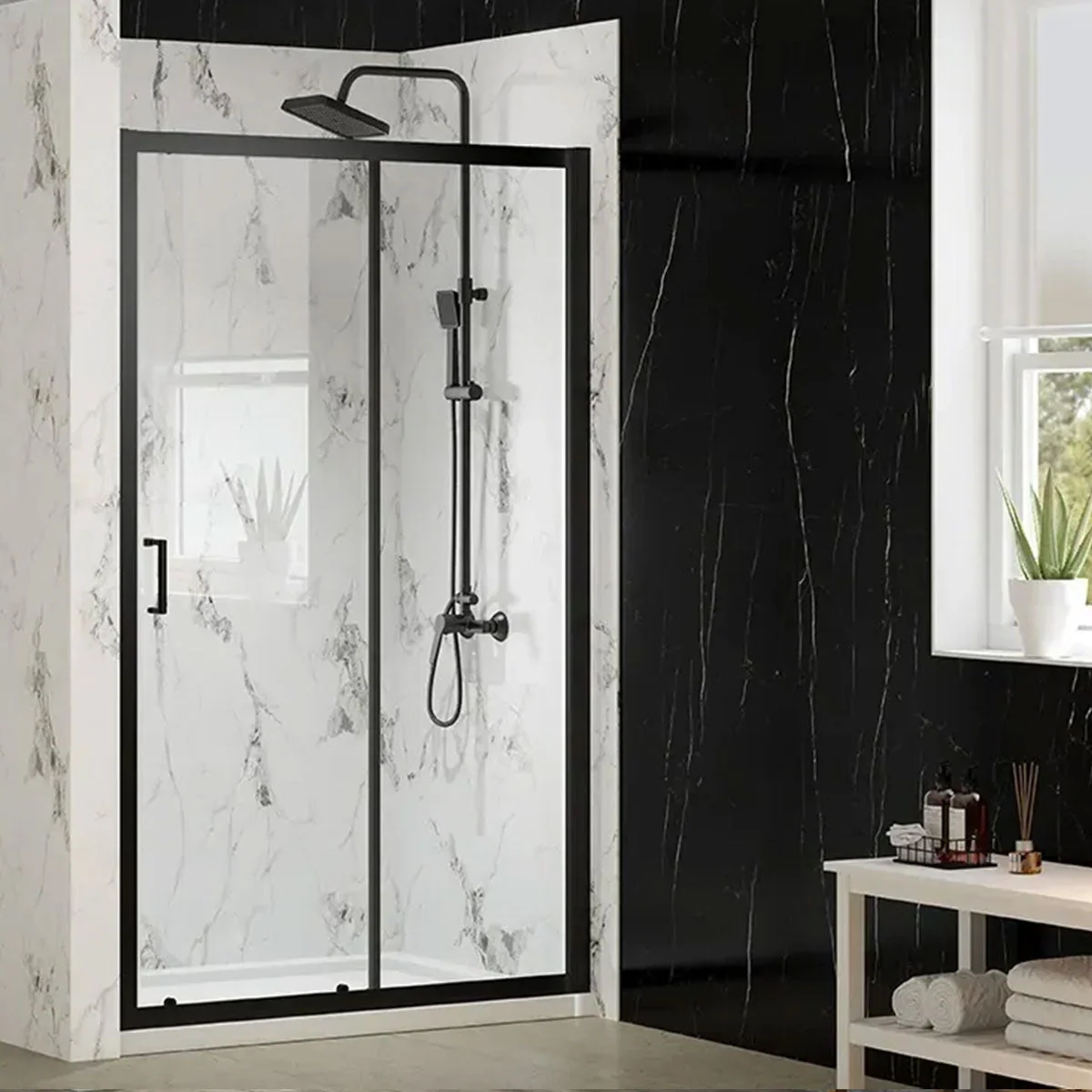 Modern Elegance: Shower Door Black Frame Designs