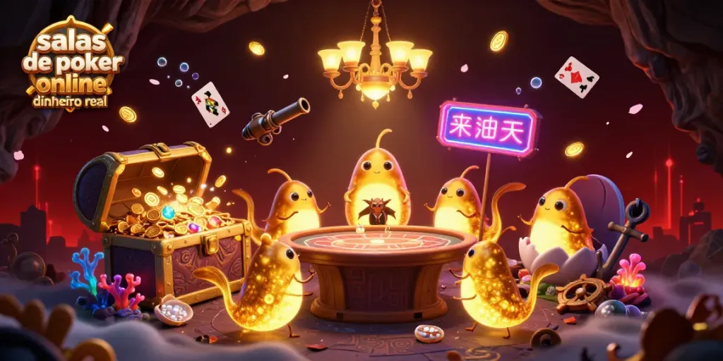 Salas de poker online España dinero real: Bat dealer en un casino iluminado por luciérnagas irreales.