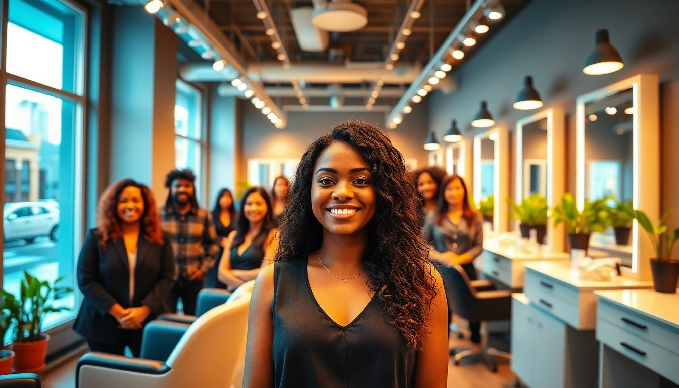 Ace of Fades 212 showcases a modern hair replacement salon with happy clients and elegant decor.