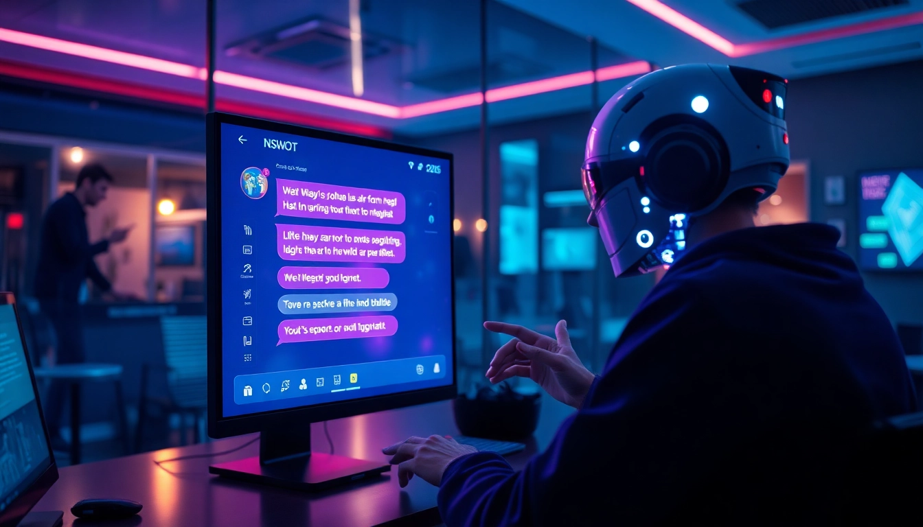 Engaging with an nsfw ai chatbot on a sleek digital interface, illuminated in ambient colors.