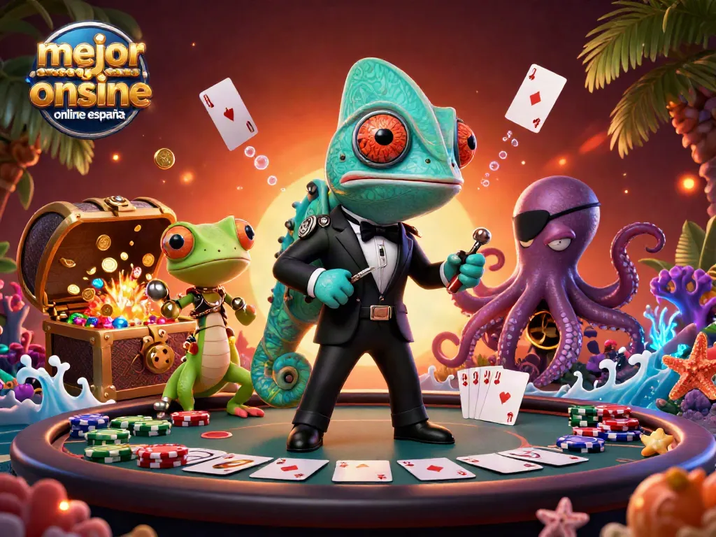 Mejor casino online España: juegan al póker chameleon y gecko en un escenario emocionante.