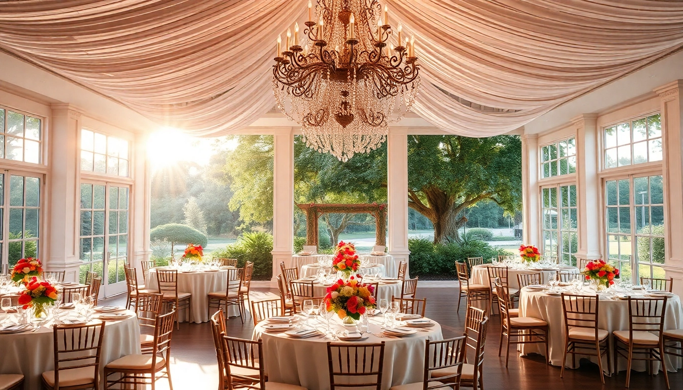 Celebrate your special day at a stunning Jacksonville Wedding Venue adorned with elegant florals and light décor.