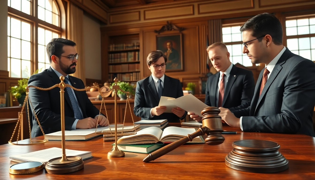 Agriculture law professionals collaborating in a courtroom, highlighting legal discussions and agricultural insights.