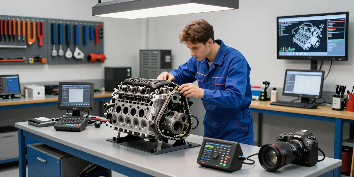 Professioneller BMW Steuerkette wechseln in moderner Werkstatt mit erfahrenem Techniker