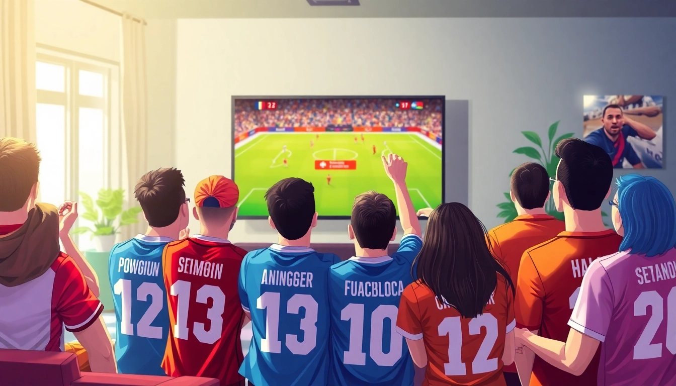 Menyaksikan pertandingan bolakami world cup dengan semangat, fans di ruangan yang hangat.