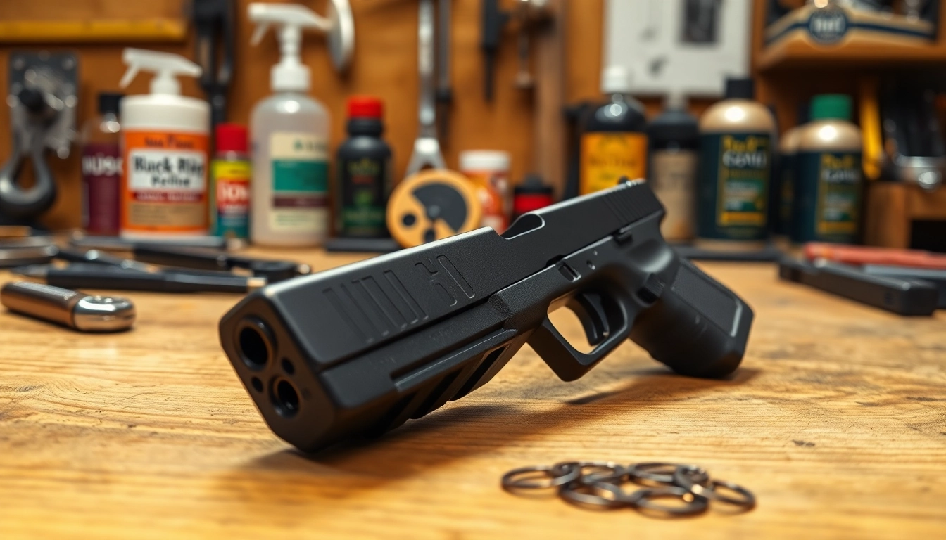 Buy Glock 19 Gen 3 slide with detailed metallic features on a workbench.