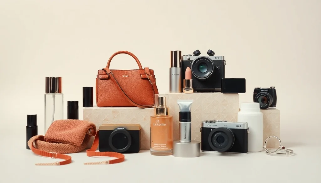 High-quality product photography showcasing diverse items in a professional studio setting.