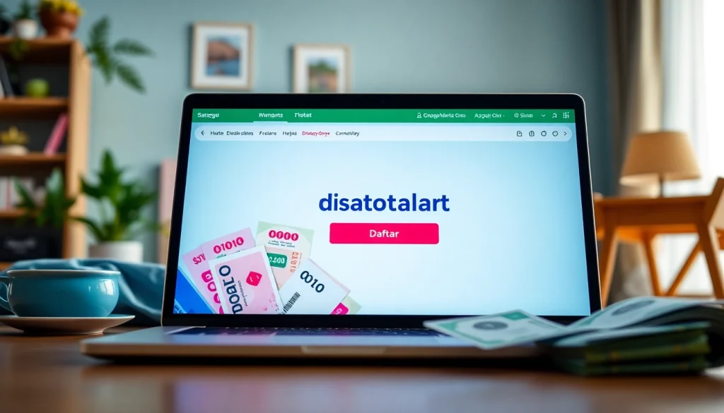 Menggambarkan proses diantogel daftar dengan antarmuka website dan tiket undian.