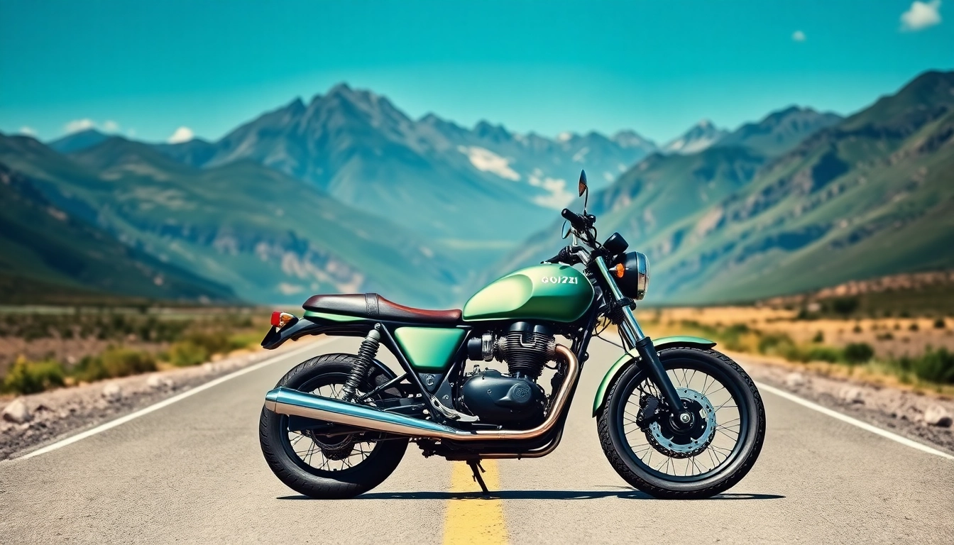 Verkauf von Moto Guzzi auf https://moto-ankauf.de/moto-guzzi-verkaufen mit beeindruckendem Motorrad und landschaftlichem Hintergrund.