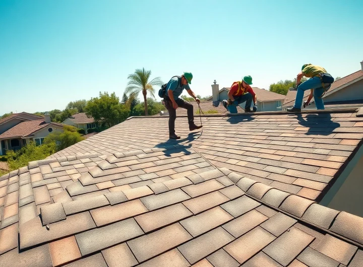 Twin Shield Roofing team installing high-quality shingles on a residential roof.
