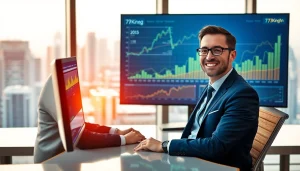 Professional financial advisor analyzing digital investment data for 79king hn in 2025 trends, conveying trust and expertise.