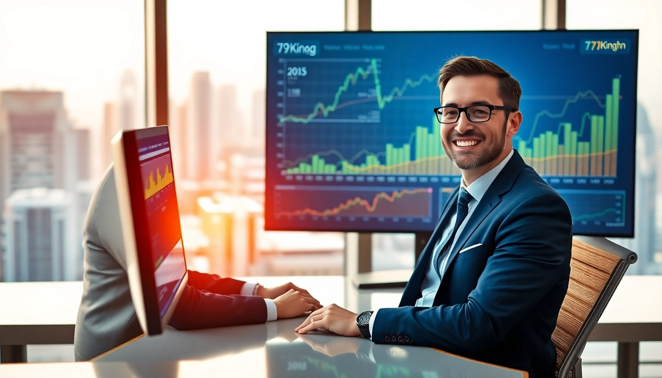 Professional financial advisor analyzing digital investment data for 79king hn in 2025 trends, conveying trust and expertise.