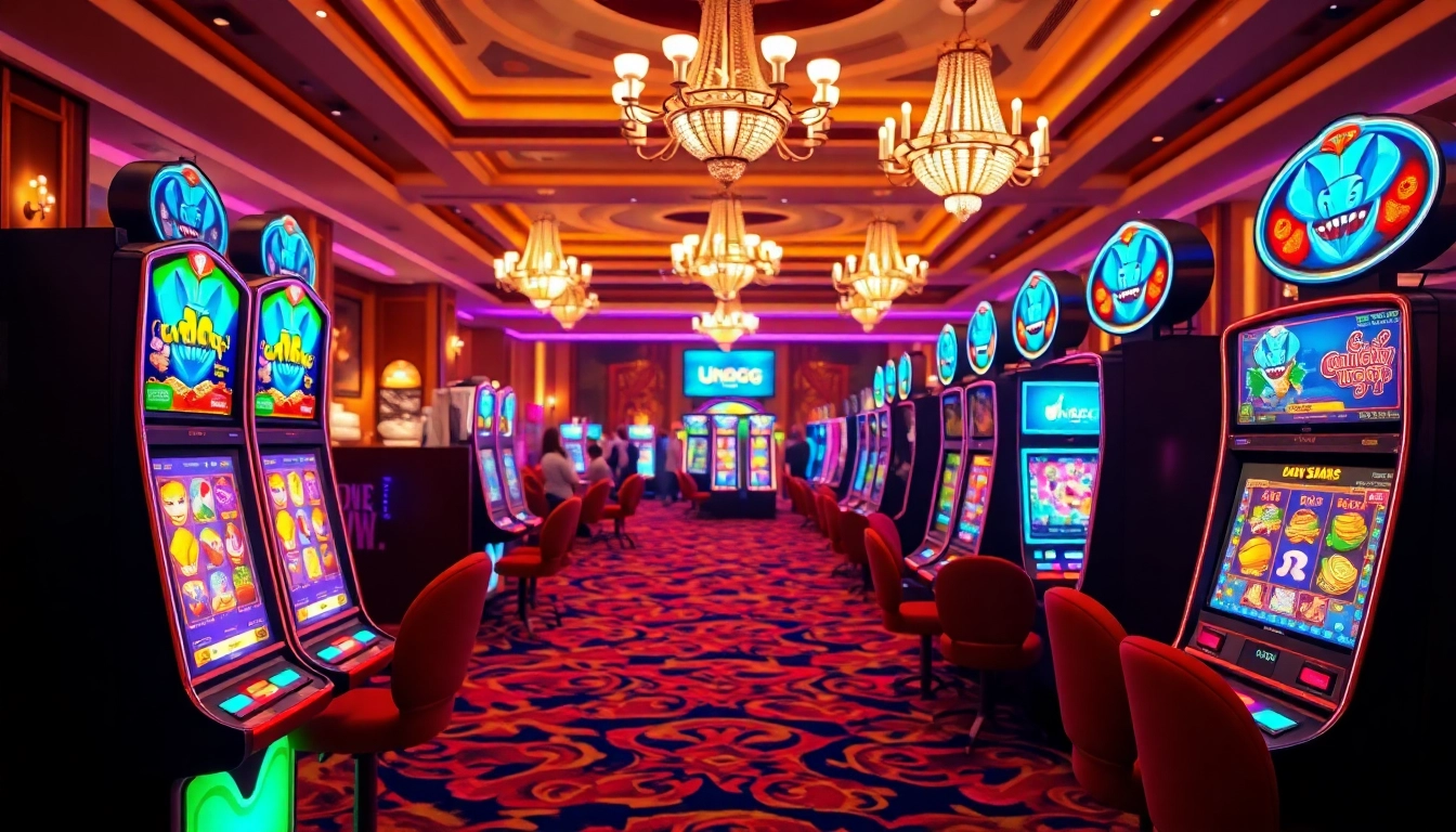 Menikmati keseruan Unogg slot game dalam suasana kasino yang penuh warna dan semangat.