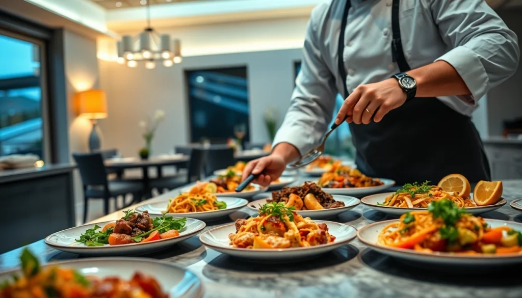 Private chef St Martin creating exquisite gourmet dishes in a luxurious villa kitchen.