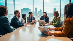 Engaged discussion on wealth management San Antonio in a modern conference room.