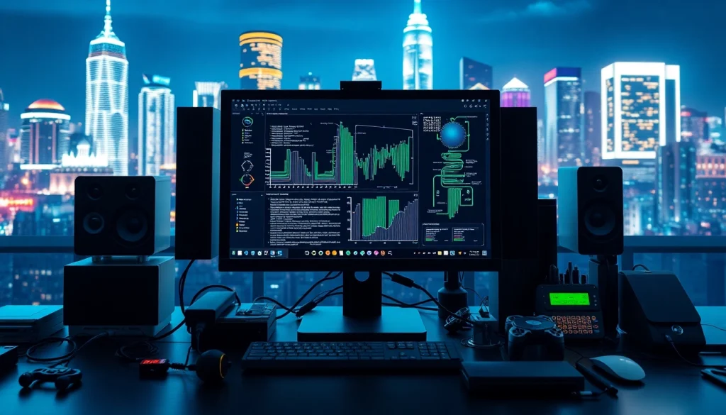 Showcase of technology equipment illustrating innovative tools and a modern workspace.