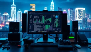 Showcase of technology equipment illustrating innovative tools and a modern workspace.