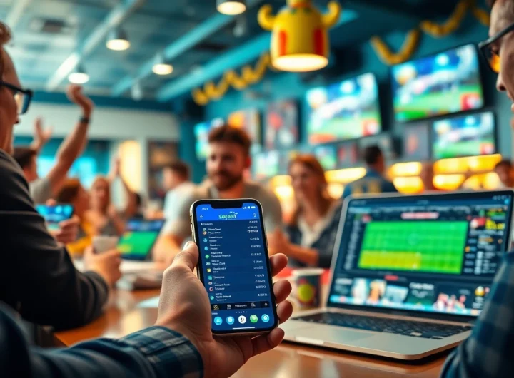 Engage with the best sports betting sites in India through various digital devices in a lively sports bar.