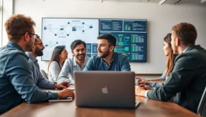 Proxmox Virtualization Experts collaborating on advanced virtualization solutions in a modern office.