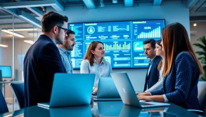 IT professionals strategizing solutions at Fredericksburg IT Companies' modern workspace.