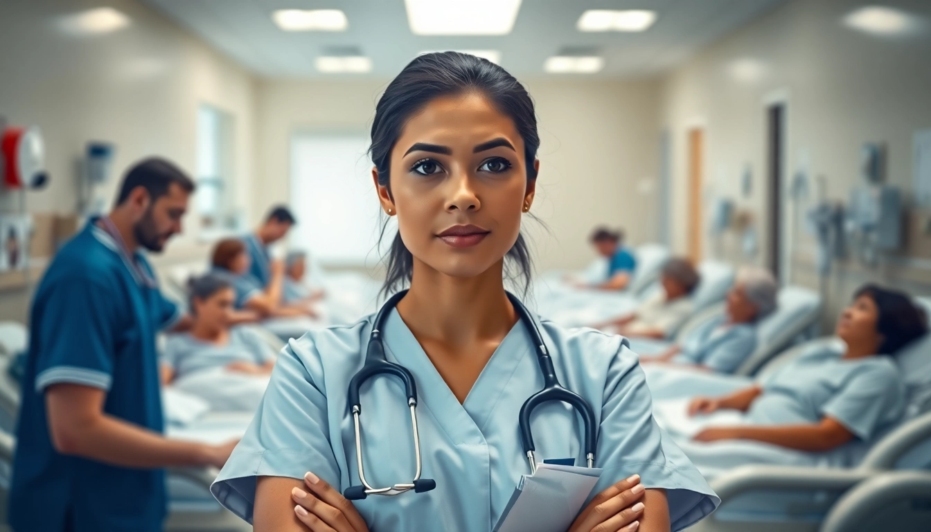 What is the philosophy of nursing practice in 2024 represented by a compassionate nurse in a dynamic hospital environment.