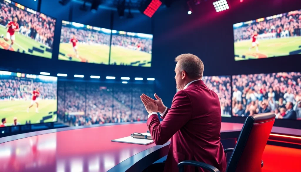 스포츠중계 현장의 전문가가 생생한 경기를 소개하는 모습