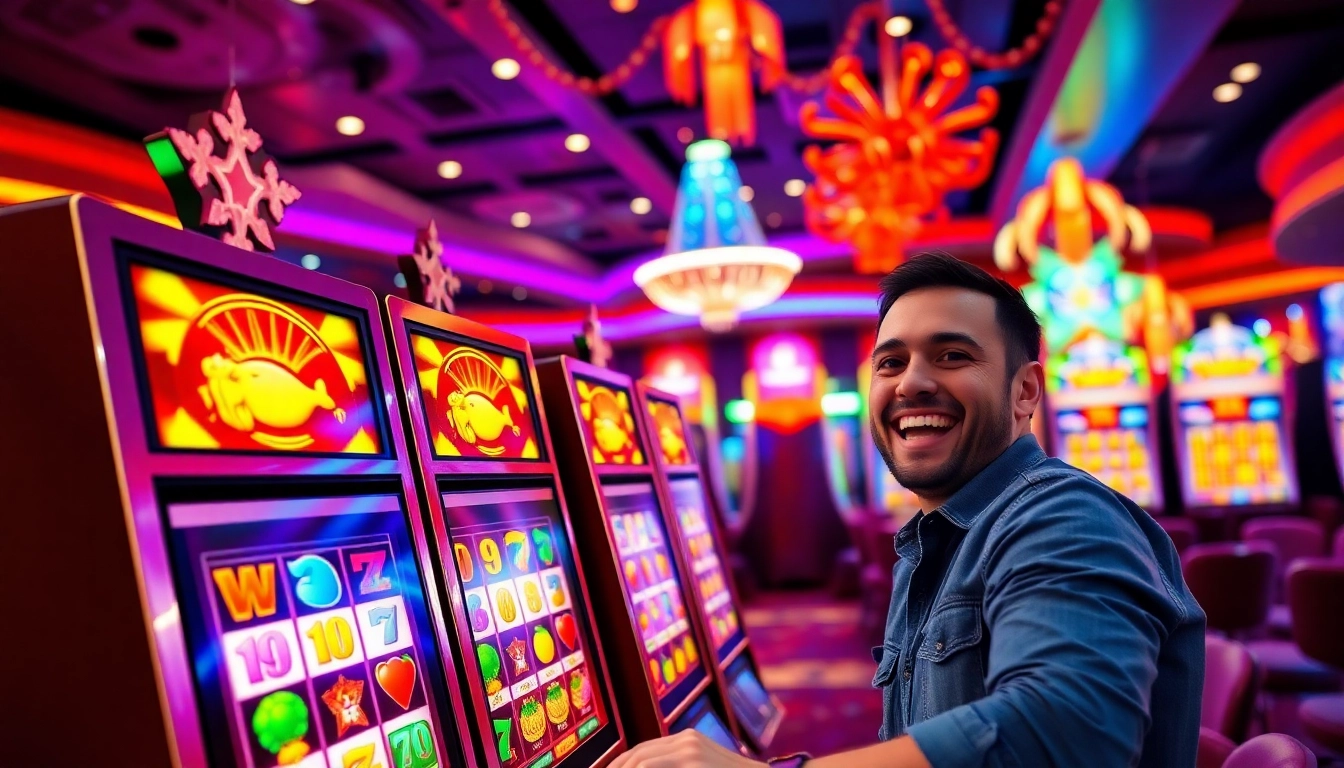 Mainkan slot online dengan mesin slot berwarna yang hidup dan pemain terlibat penuh.