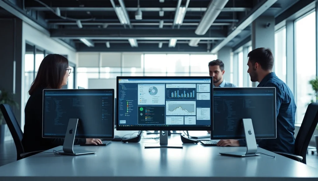 Proxmox Virtualization Experts collaborating in a sleek office space to deliver innovative solutions.