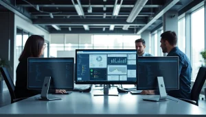 Proxmox Virtualization Experts collaborating in a sleek office space to deliver innovative solutions.