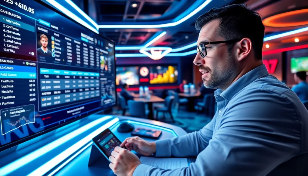 Analyze MM88 sports betting odds in a vibrant and energetic lounge setting with live games.