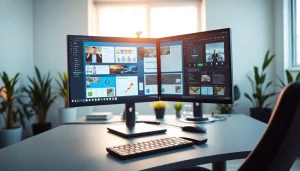 Engaging virtual desktop workspace showcasing applications and modern equipment.