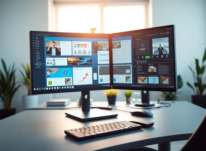 Engaging virtual desktop workspace showcasing applications and modern equipment.