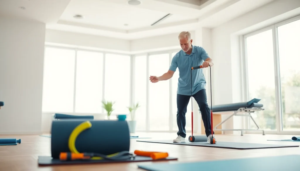 Engaging scene of Health in Motion Rehabilitation, showcasing professional therapy session for patient recovery.