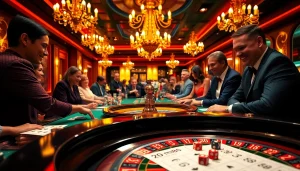 Experience the thrill of casino gaming at mm88 with players at an exhilarating roulette table.