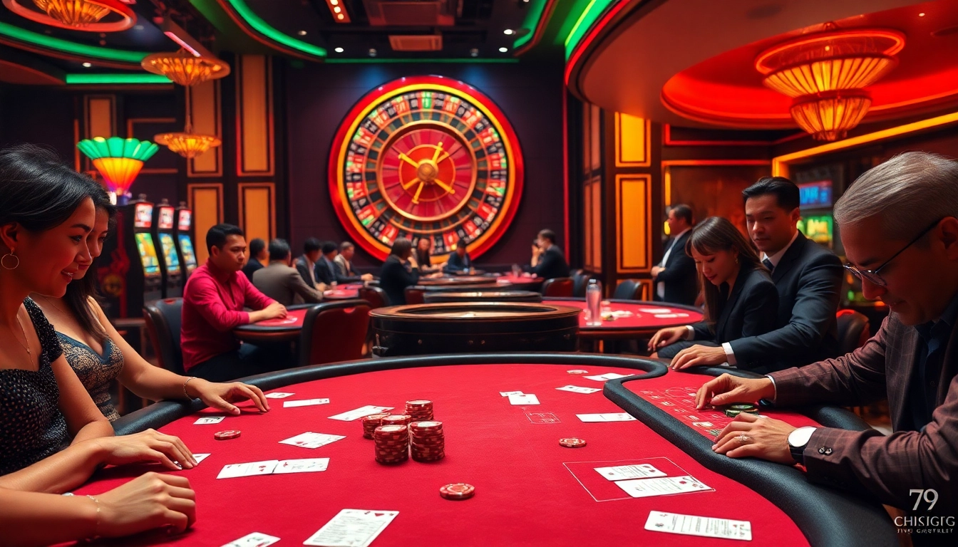 79king players enjoy high-stakes poker at luxurious casino tables, showcasing excitement and strategy.