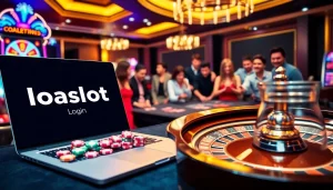 Engage in the excitement of online gaming with Doaslot login interface depicted in a vibrant casino setting.