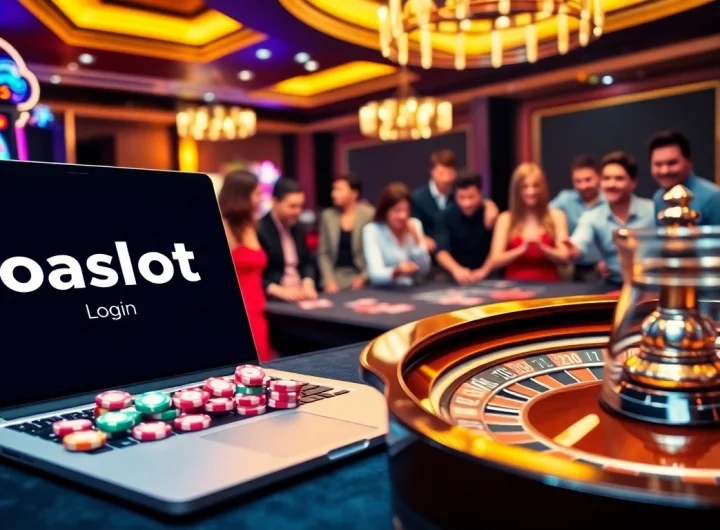 Engage in the excitement of online gaming with Doaslot login interface depicted in a vibrant casino setting.
