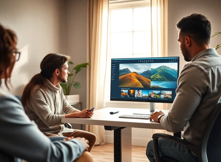 Innovative workspace featuring users engaging with Nano Banana Pro's AI image editing tool.