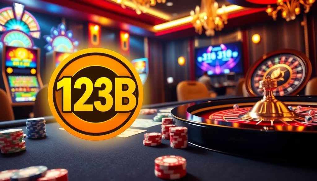 Experience the thrill of gambling at 123b with vibrant casino visuals and high-stakes gameplay.