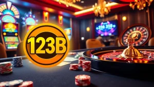 Experience the thrill of gambling at 123b with vibrant casino visuals and high-stakes gameplay.