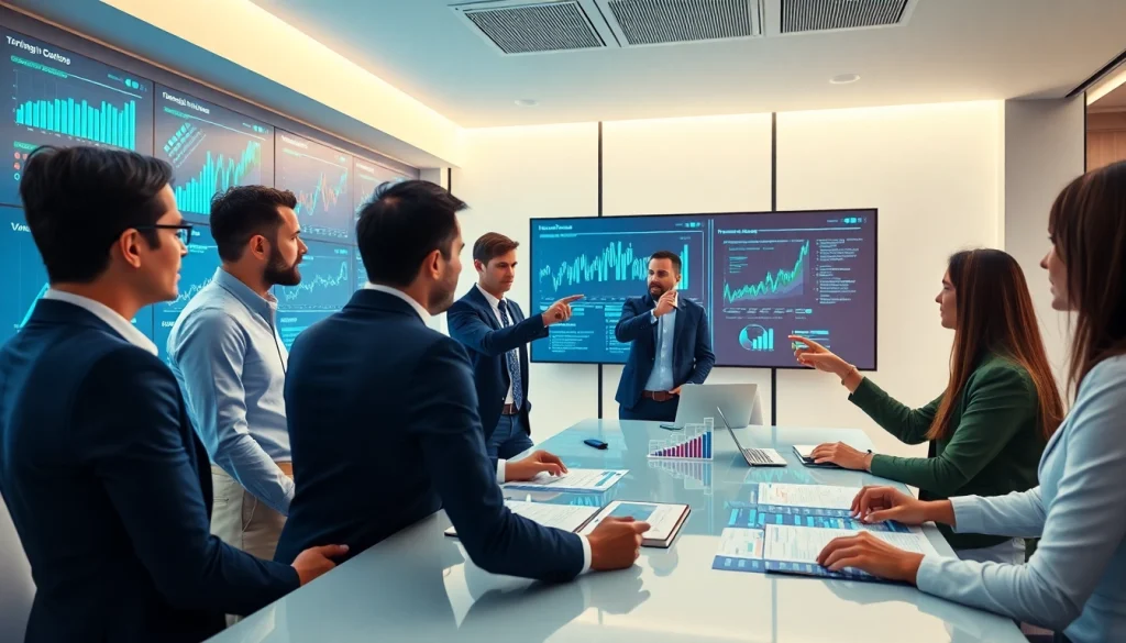 Analyzing competitive intelligence data in a modern office setting, highlighting team collaboration.