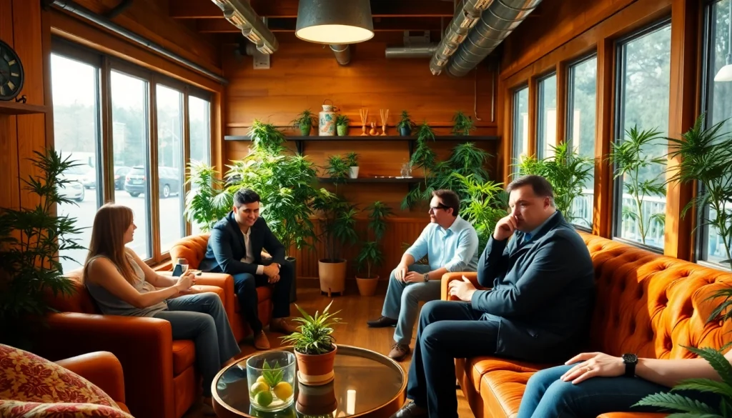 Cannabis legal Espagne: atmosphere inside a cannabis club with members enjoying their time.