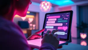 AI chatbot interface enhancing intimate conversations about sex ai in a modern setting.