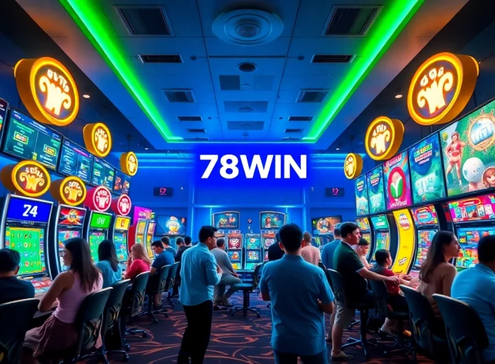 Experience the vibrant gaming atmosphere at the พอร์ทัลเกม 78WIN, showcasing exciting slots and sports betting.