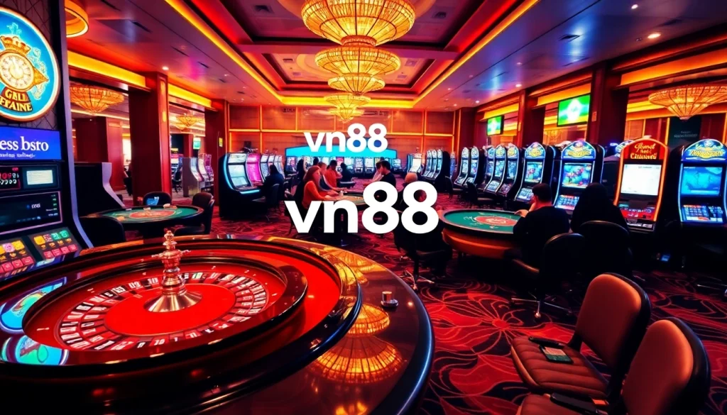 Players engaging in high-stakes betting action at VN88 casino tables, showcasing excitement and professionalism.