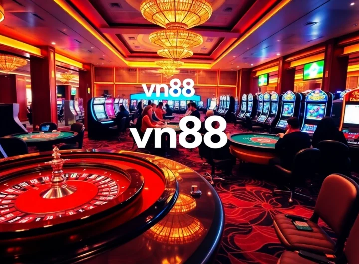 Players engaging in high-stakes betting action at VN88 casino tables, showcasing excitement and professionalism.