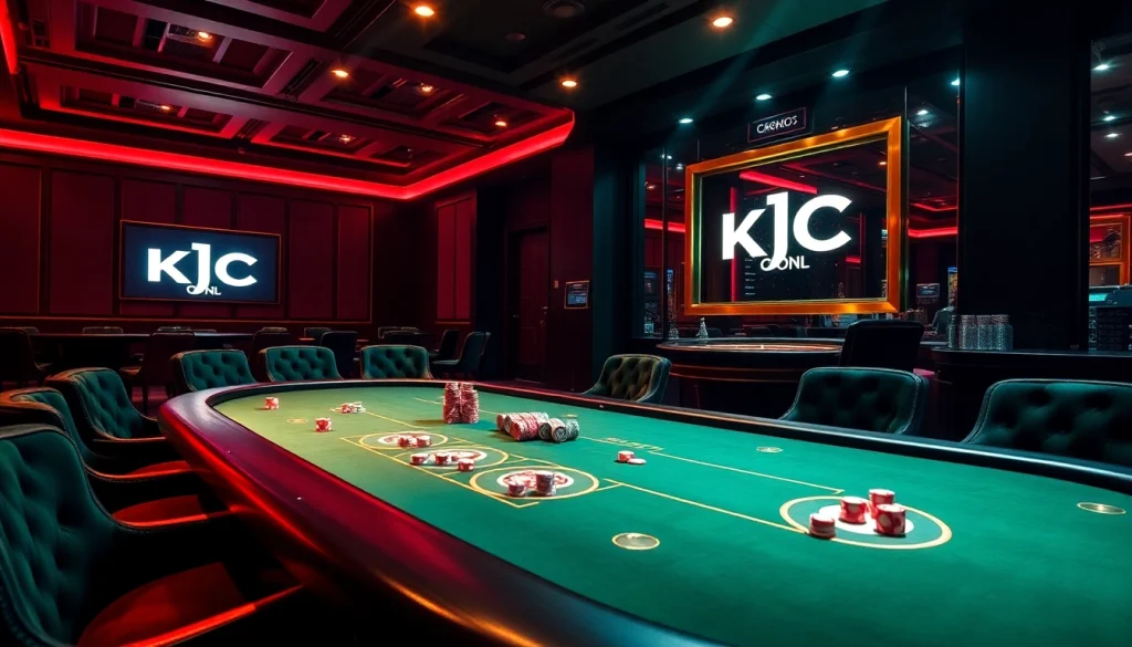 KJC ONL offers an exciting casino experience with vibrant poker tables and engaging gaming elements.