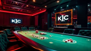 KJC ONL offers an exciting casino experience with vibrant poker tables and engaging gaming elements.
