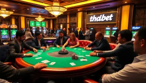 Experience the thrill at THABET's high-stakes poker table with professional players.