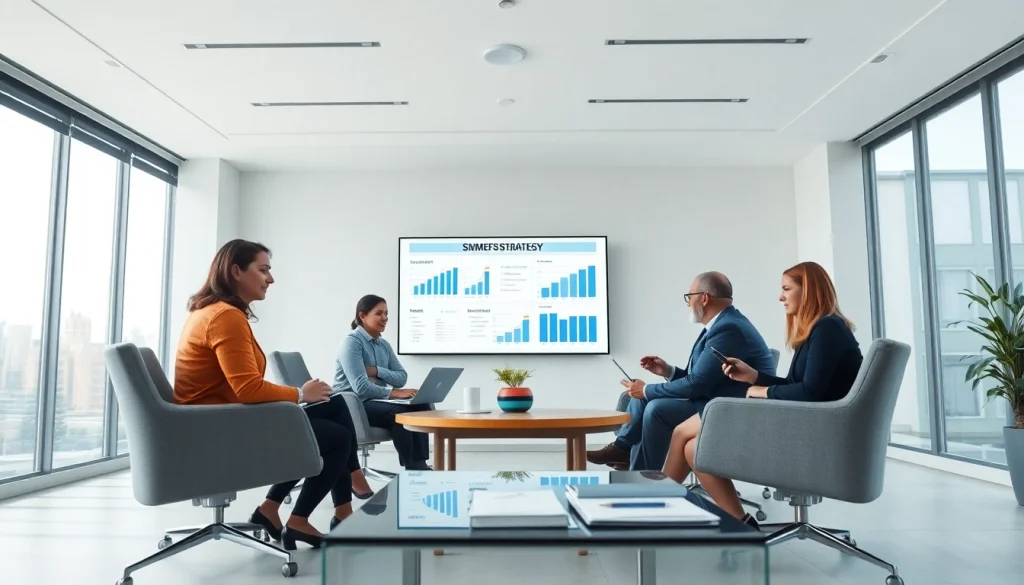 Professional team discussing SMSF set up in a modern office environment